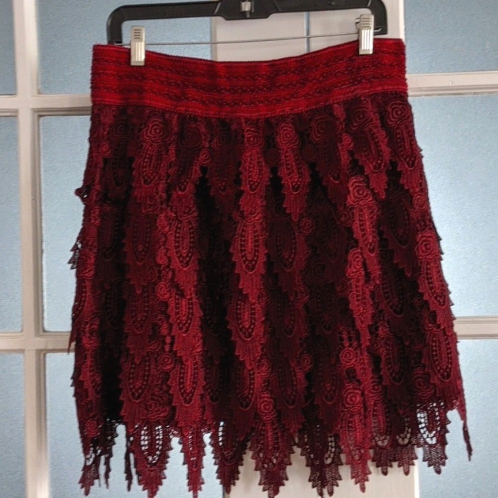 Maroon lace skirt